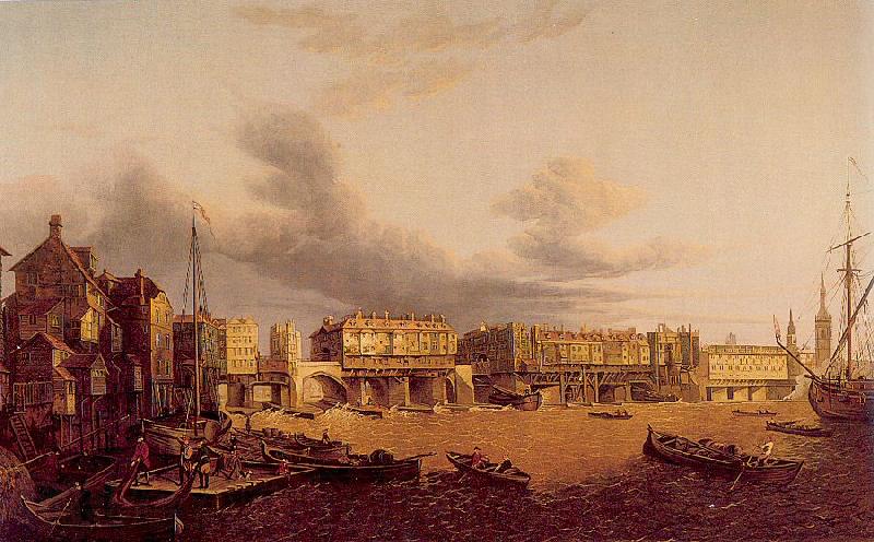 Paul, John View of Old London Bridge as it was in 1747 Norge oil painting art
